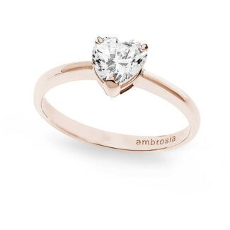 Anello Gioiello Cuore Oro Rosa 750‰ Zirconi Ambrosia AAZ 072