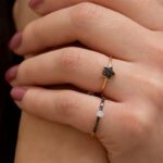 indosso anello gioiello oro rose zirconi marroni ambrosia aaz 131