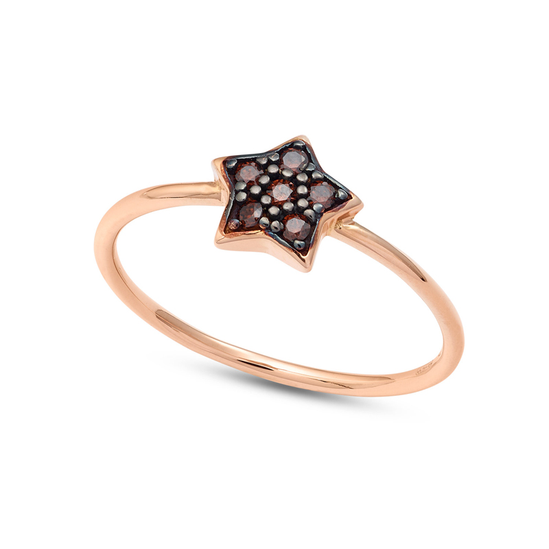 Anello Gioiello Oro Rosé 750‰ Zirconi Marroni Ambrosia AAZ 131