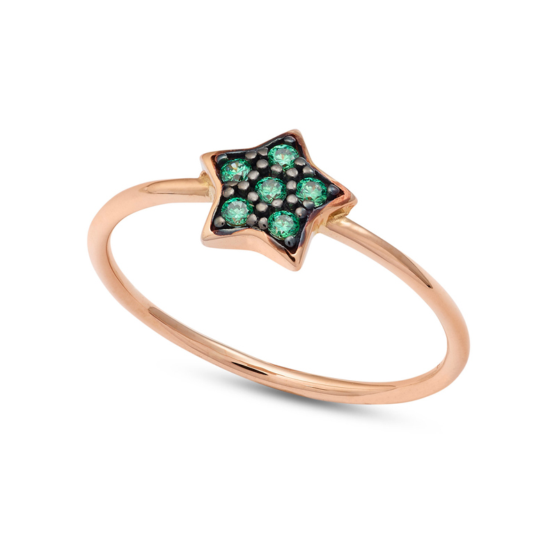 Anello Gioiello Oro Rosé 750‰ Zirconi Verdi Ambrosia AAZ 130