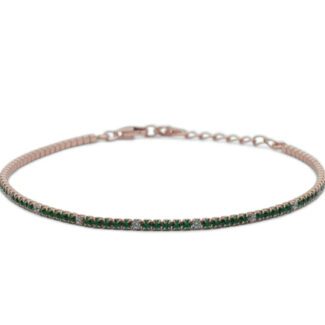 Bracciale Tennis Argento Rosé Zirconi Bianchi Verdi Diludò BRTCRV