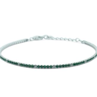 Bracciale Tennis Argento Zirconi Verde Bianco Diludò BRTCBVALT