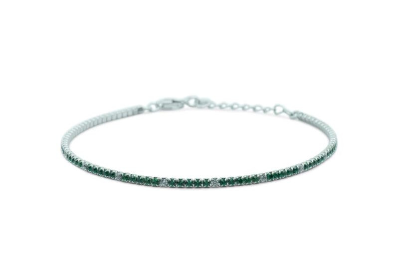 Bracciale Tennis Argento Zirconi Verde Bianco Diludò BRTCBVALT