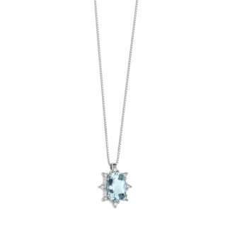 collana gioiello fantasia di acquamarina oro bianco diamanti acquamarina comete gioielli glq 269