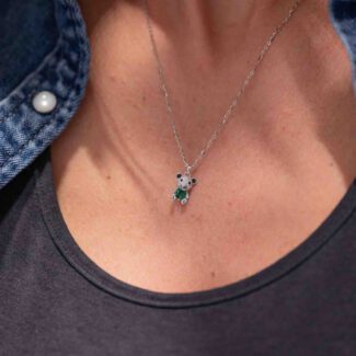 indosso Girocollo Gioiello Orsetto Argento Zircone Verde Gioielleria Sanetti GLGS031