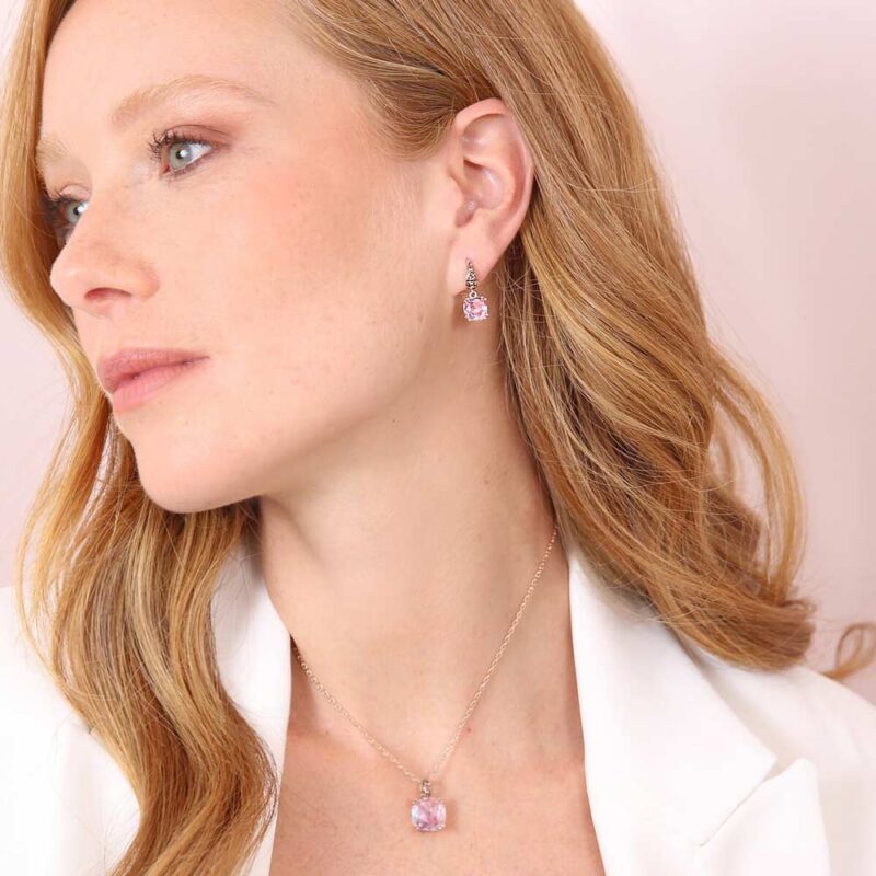 indosso Orecchini Gioiello Pendenti Prisma Gem Pavé Bronzallure WSBZ02182.TO