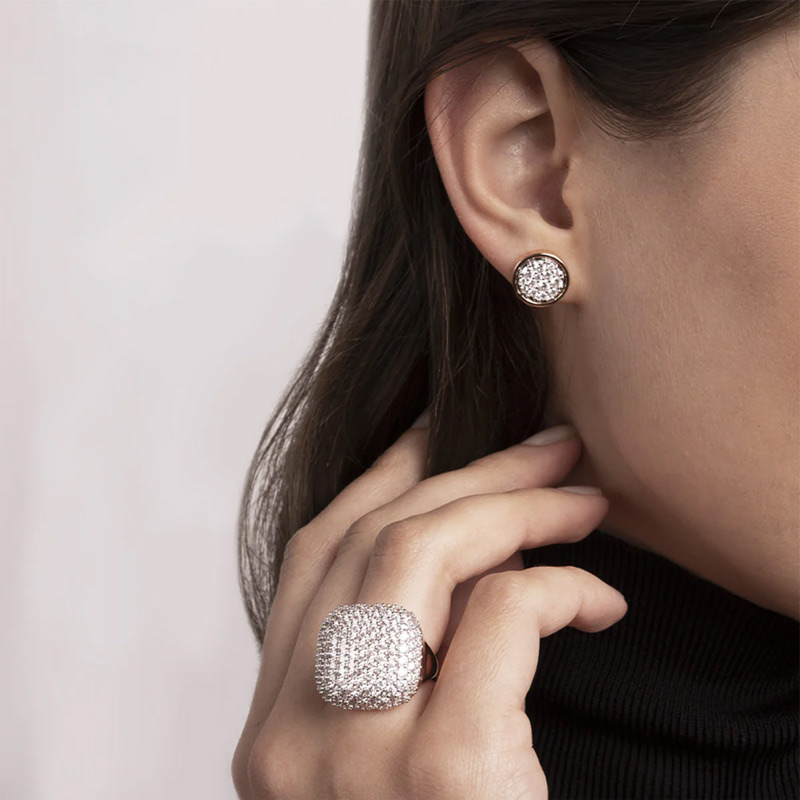 donna indosso Anello Gioiello Chevalier Quadrato Pavé Cubic Zirconia Bronzallure WSBZ01126.WR-16