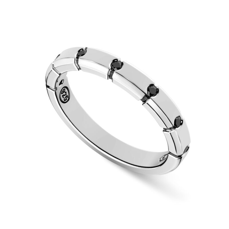 dettaglio anello argento pietre nere spinelli zancan esa034