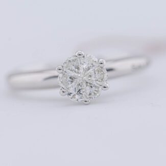 dettaglio pietra Anello Petal Cut Oro Bianco Diamanti Salvini Gioielli 20082845