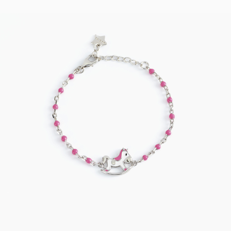 Bracciale Gioiello Bambino Cavalluccio E Inserti Rosa Mabina Gioielli 533492