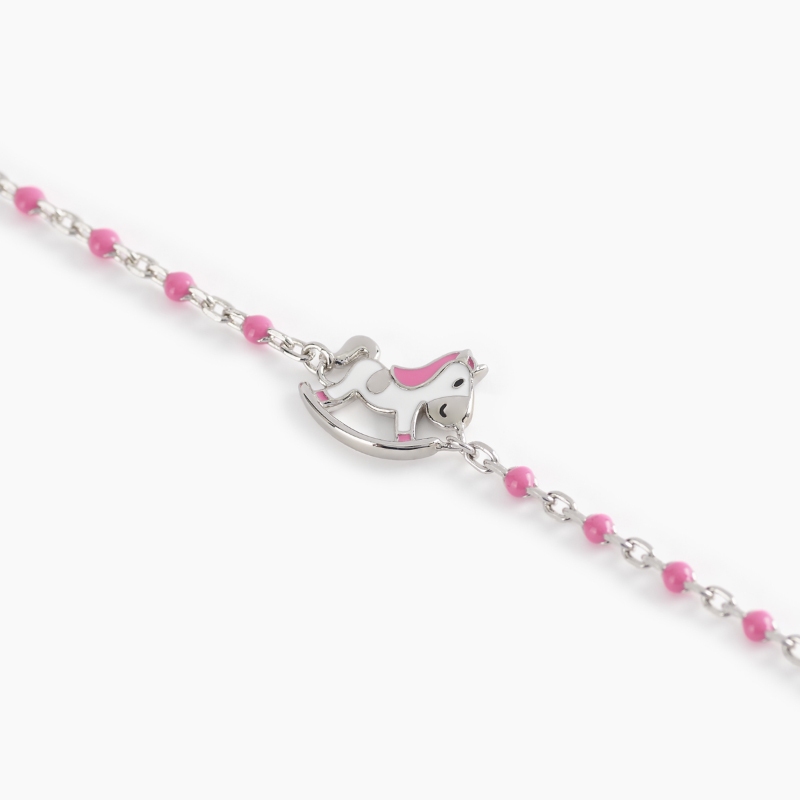 dettaglio cavalluccio Bracciale Gioiello Bambino Cavalluccio E Inserti Rosa Mabina Gioielli 533492