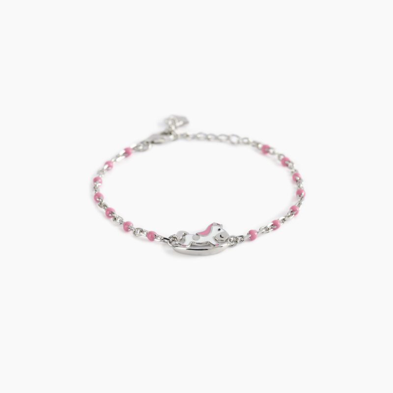 dettaglio Bracciale Gioiello Bambino Cavalluccio E Inserti Rosa Mabina Gioielli 533492