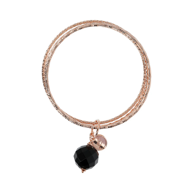 dettaglio dall'alto Bracciale Gioiello Multifilo Rigido Pietra Tonda Bronzallure WSBZ01386.BO