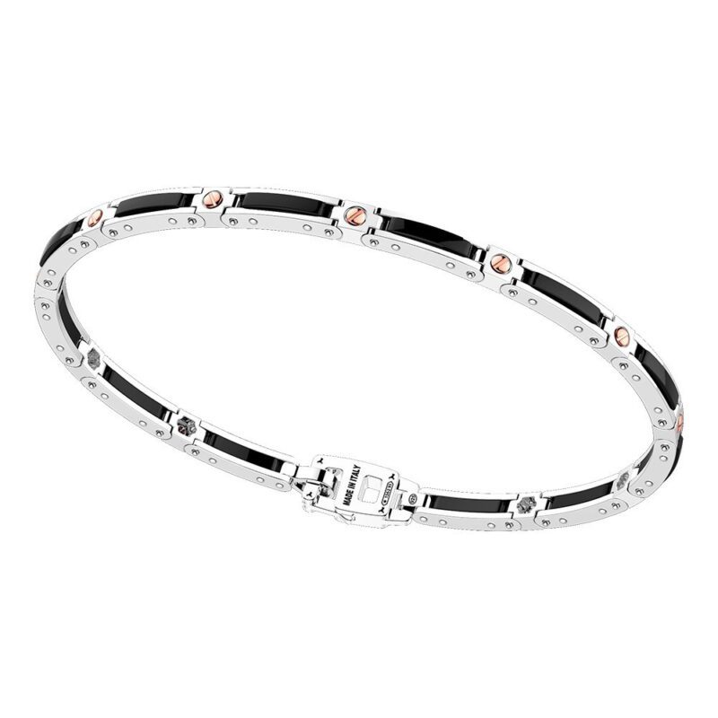 bracciale-gioiello-argento-oro-rosa-ceramica-zancan-kxb046r-n bracciale gioiello argento oro rosa ceramica zancan kxb046r-n