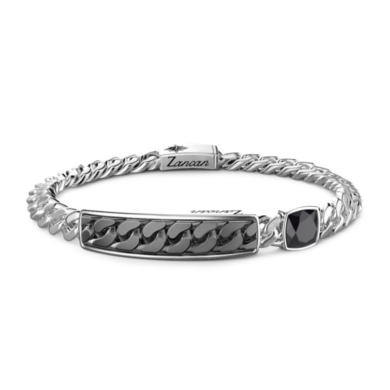 bracciale grumetta argento pietra onice nera zancan esb072