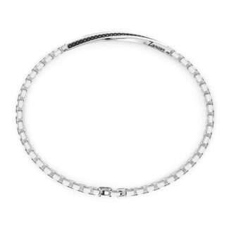 dettaglio bracciale argento targa e pietre nere spinelli zancan exb731
