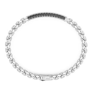 dettaglio Bracciale Argento Targa Corda Nautica e Pietre Spinello Nero Zancan EXB701