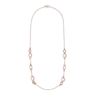 Collana Gioiello Lunga Maglie Ovali Quarzo Rosa Bronzallure WSBZ01622.RQ