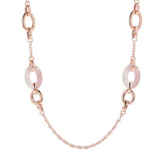 dettaglio Collana Gioiello Lunga Maglie Ovali Quarzo Rosa Bronzallure WSBZ01622.RQ