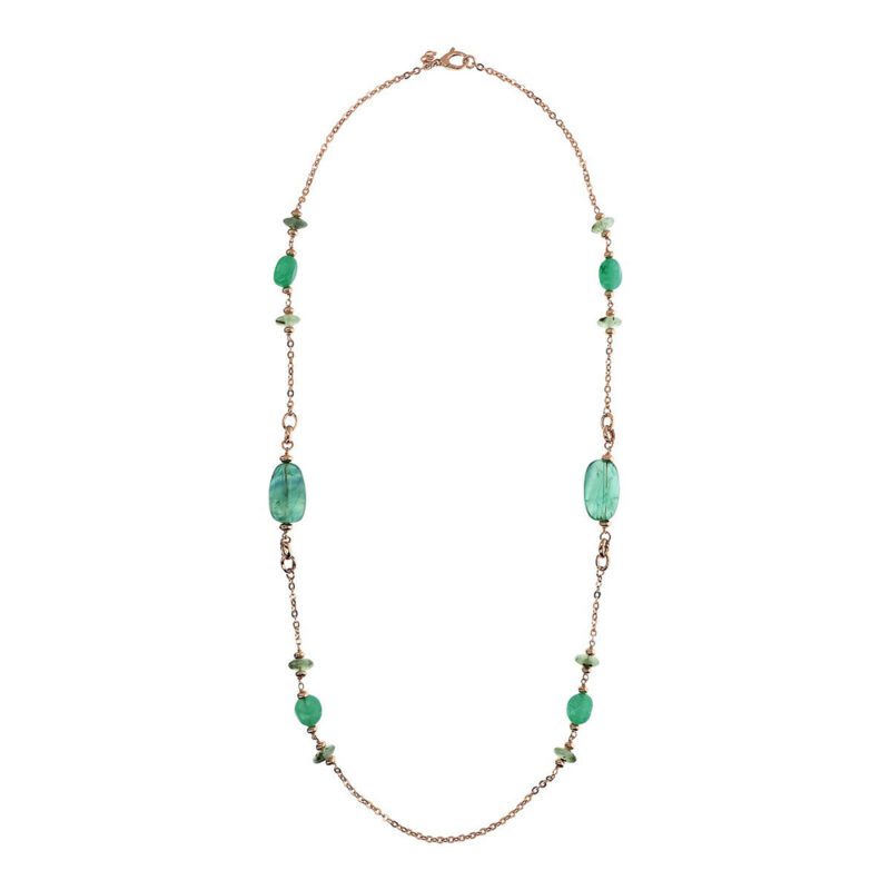 Collana Gioiello Lunga Rondelle Pietre Verdi Bronzallure WSBZ02276.FL