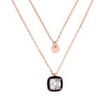 dettaglio ciondoli Collana Gioiello Multifilo Disco Pendente Prisma Gem Bronzallure WSBZ02184.BLK-CZ