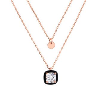 dettaglio ciondoli Collana Gioiello Multifilo Disco Pendente Prisma Gem Bronzallure WSBZ02184.BLK-CZ