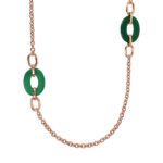 dettaglio Collana Gioiello Rolo Maglie Traforate Agata Verde Ovale Bronzallure WSBZ02172.GAG