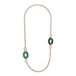 Collana Gioiello Rolo Maglie Traforate Agata Verde Ovale Bronzallure WSBZ02172.GAG