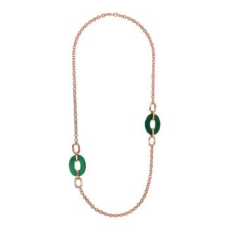 Collana Gioiello Rolo Maglie Traforate Agata Verde Ovale Bronzallure WSBZ02172.GAG