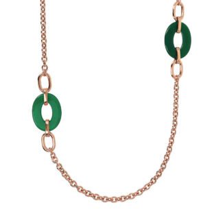 dettaglio Collana Gioiello Rolo Maglie Traforate Agata Verde Ovale Bronzallure WSBZ02172.GAG