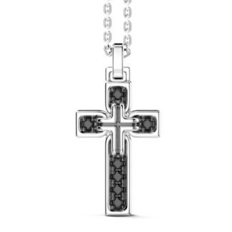 Collana Gioiello Argento Croce e Pietre Nere Zancan ESC011