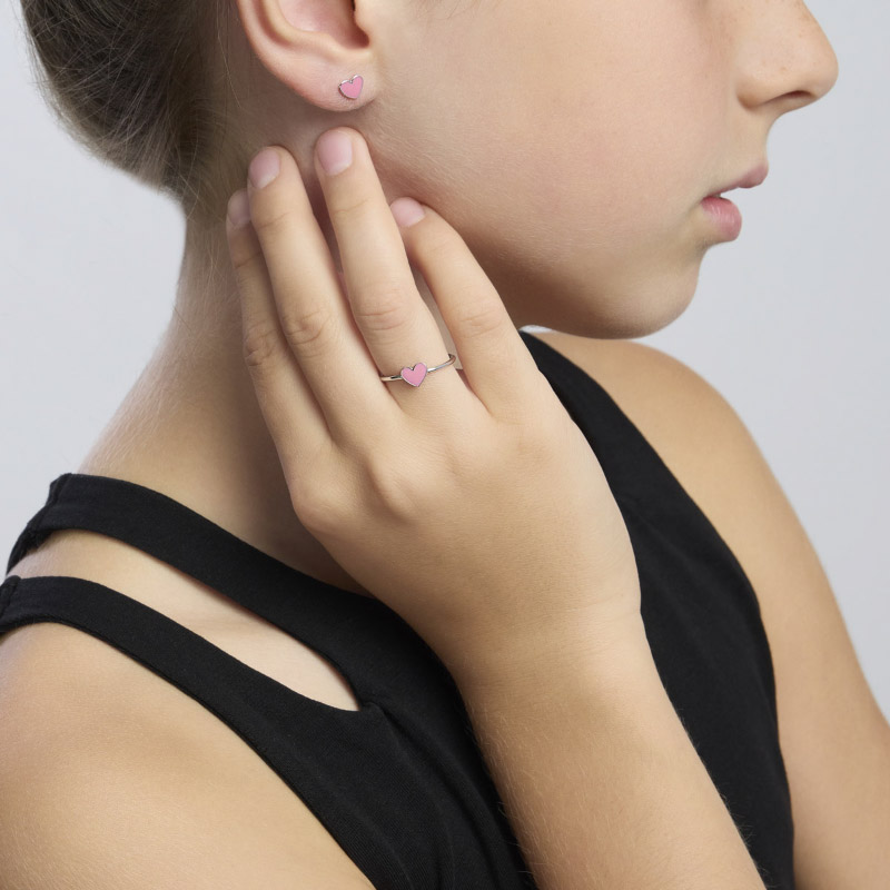 indosso Orecchini Bambino Cuoricino Argento Mabina Gioielli 563688