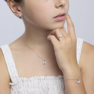 indosso Orecchini Bambino Farfallina Argento Mabina Gioielli 563697