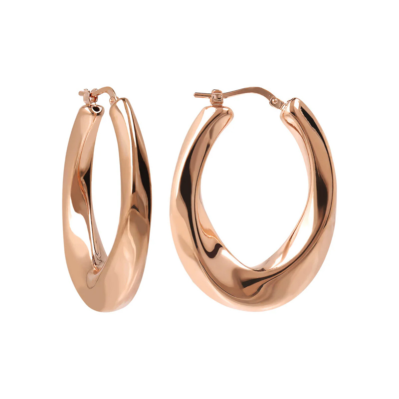 orecchini-gioiello-cerchio-rose-ritorti-spessi-bronzallure-wsbz02044r-2 dettaglio laterale e chiusura Orecchini Gioiello Cerchio Rosé Ritorti Spessi Bronzallure WSBZ02044.R