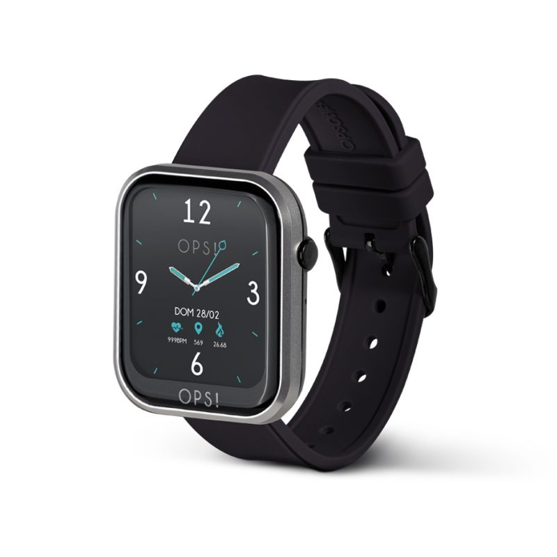 Smartwatch Call Argento Nero Cinturino Silicone OPS! OPSSW-10