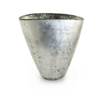Vaso Grande Ovale Vetro Foglia Argento Dogale Venezia 51310229