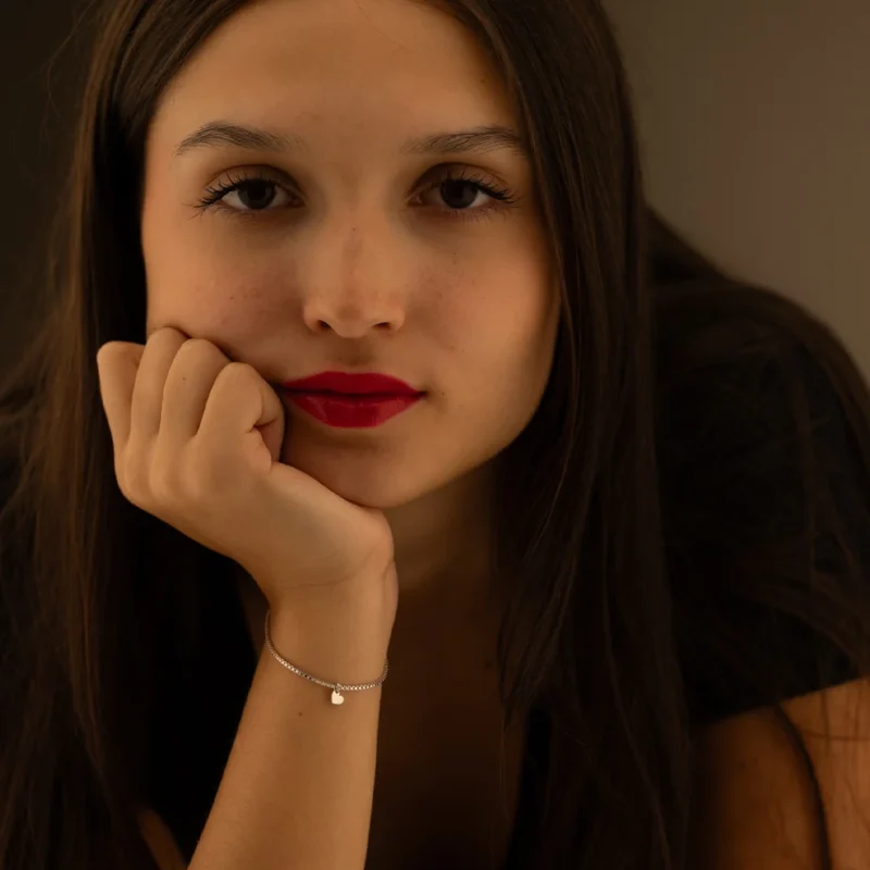 bracciale saldato forever yours argento 925 ciondolo cuore indosso