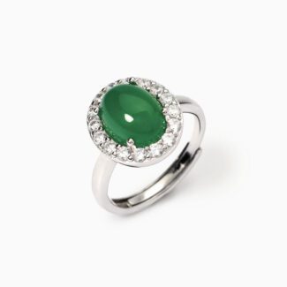 Anello Argento 925‰ Agata Verde Ginevra Mabina Gioielli 523415 dettaglio