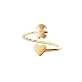 Anello Contrarié Les Petits Bimba Cuore Oro Giallo Diamante LeBebé LBB703-16 dettaglio