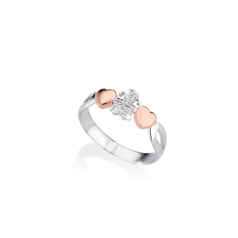 Anello I Preziosi Bimba Oro Bianco Rosa Diamanti LeBebé LBB112