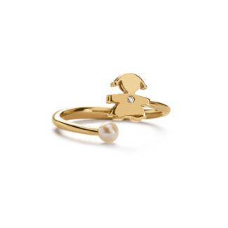 Anello Le Perle Bimba Perla Oro Giallo Diamante LeBebé LBB835-16 dettaglio