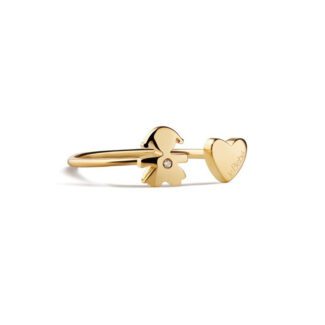 Anello Les Petits Bimba Cuore Oro Giallo Diamante LeBebé LBB701-16 dettaglio