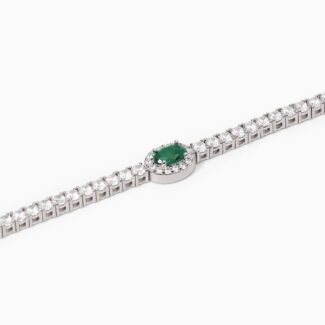 Bracciale Tennis Argento 925‰ Smeraldo Sintetico Ovale Cool Or Rétro Mabina Gioielli 533742-M dettaglio pietra