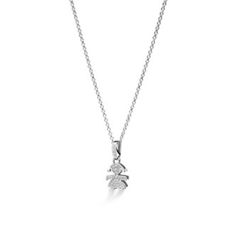 Collana Ciondolo Bambina Oro Bianco Diamanti LeBebé LBB154