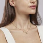 Collana Gioiello One Love Argento 925‰ Doratura Cuore Zirconi Mabina Gioielli 553397 indosso