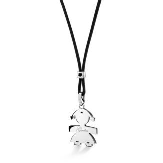 Collana I Classici Ciondolo Bimba Oro Bianco Cordino Nero LeBebé LBB004-N retro