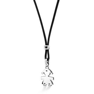 Collana I Classici Ciondolo Bimba Oro Bianco Cordino Nero LeBebé LBB008-N