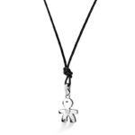 Collana I Classici Ciondolo Bimbo Oro Bianco Diamanti Cordino Nero LeBebé LBB061