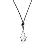Collana I Classici Ciondolo Bimbo Oro Bianco Diamanti Cordino Nero LeBebé LBB061 retro