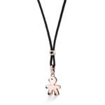 Collana I Classici Ciondolo Bimbo Oro Rosa Cordino Nero LeBebé LBB042-N